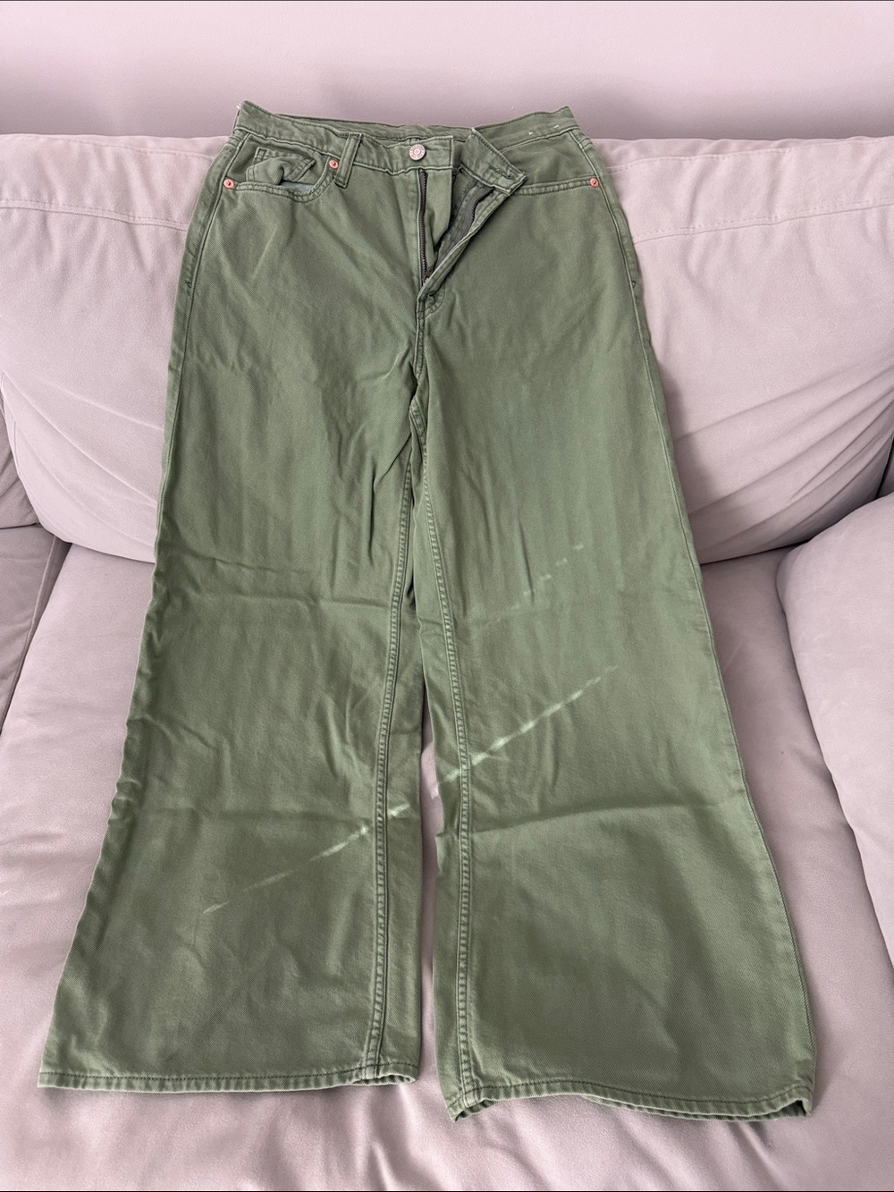 GAP Olive Green Wide-Leg High-Rise Jeans